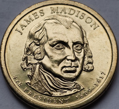 Monedă 1 Dollar 2007 USA, James Madison, 4th President, unc, litera D foto