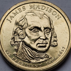 Monedă 1 Dollar 2007 USA, James Madison, 4th President, unc, litera D
