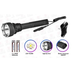 Lanterna Led Laser TG 30W Cu Filtre Color Q2600 2 Acumulatori 18650 Suport Montare