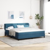 Pat cu saltea vidaXL Tip Box Spring Albastru &Icirc;nchis 180x200 cm Catifea