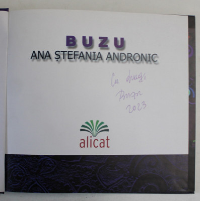 BUZU - ANA STEFANIA ANDRONIC , ALBUM CU LUCRARILE ARTISTEI , 2012, DEDICATIE * foto