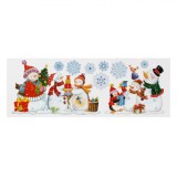 Autocolante Decorative Crăciun, Om de Zăpadă, Multicolor, 21x60cm, Detalii cu Glitter, Oem