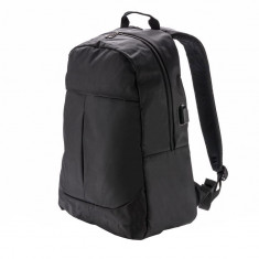 Rucsac Laptop 15 inch cu iesire mufa usb, Everestus, PR, poliester 600D, negru, saculet de calatorie si eticheta bagaj incluse foto