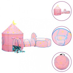 vidaXL Cort de joacă pentru copii cu 250 bile, roz, 301x120x128 cm 3107737