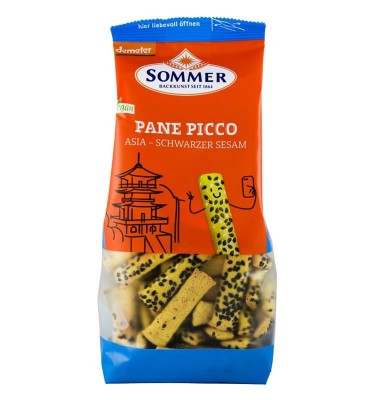 Panne Picco Asia cu Susan Negru Mini Grisine Bio din Alac Orez si Mei Sommer 150gr foto