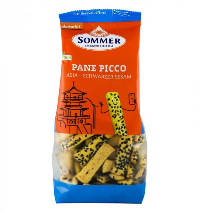 Panne Picco Asia cu Susan Negru Mini Grisine Bio din Alac Orez si Mei Sommer 150gr