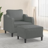 Fotoliu canapea cu taburet, gri &icirc;nchis, 60 cm, textil