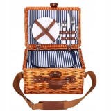 Cos de picnic echipat pentru 2 persoane Deluxe, din rachita, cu vesela si tacamuri, frigorific Household NewTrend