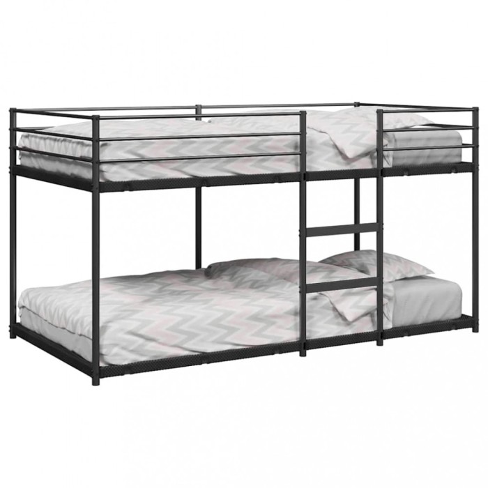 vidaXL Pat supraetajat fără saltea negru 107x203 cm oțel 4019880