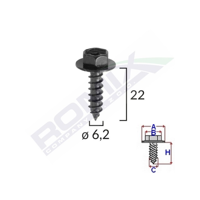 SURUB FIXARE ELEMENTE MOTOR PENTRU TOYOTA 6.2X22MM SET 10 BUC 62564