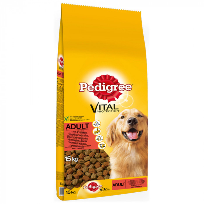 Hrana Uscata pentru Caini Adulti, Pedigree, Vita si Pasare, 15 kg, Hrana pentru Caini, Hrana Uscata Caini Pedigree, Hrana Caini Vita, Hrana Caini Pasa