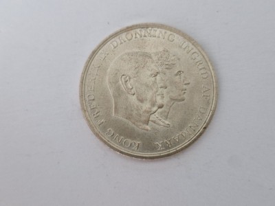 Danemarca 5 Kroner 1960 - Argint Frederik IX Silver Wedding Anniversary. foto