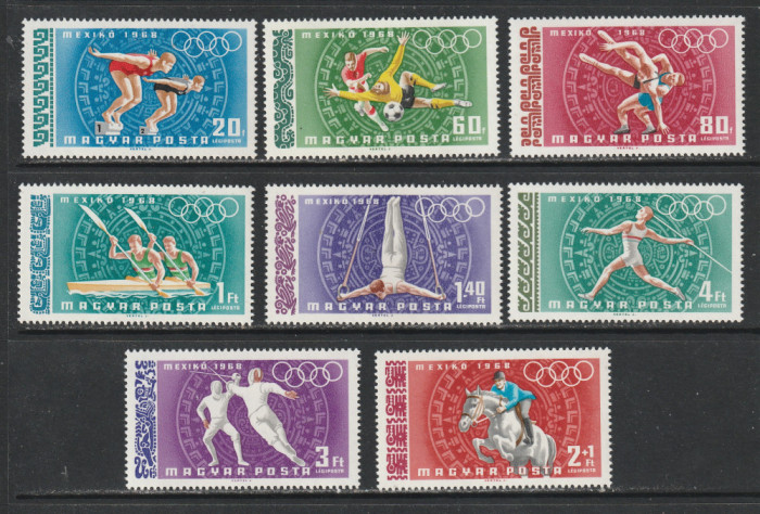 Ungaria 1968 - Jocurile Olimpice Mexic 8v MNH