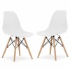Set 2 Scaune Mercaton Acerenza, Stil Scandinav cu Picioare din Lemn de Fag, Cadru Metalic, Sezut PP, Maxim 120 Kg, 46 x 54 x 82