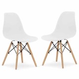 Set 2 Scaune Mercaton Acerenza, Stil Scandinav cu Picioare din Lemn de Fag, Cadru Metalic, Sezut PP, Maxim 120 Kg, 46 x 54 x 82