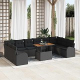 VidaXL Set de canapele pentru grădină 11 pcs Negru 100 x 55 x 73 cm
