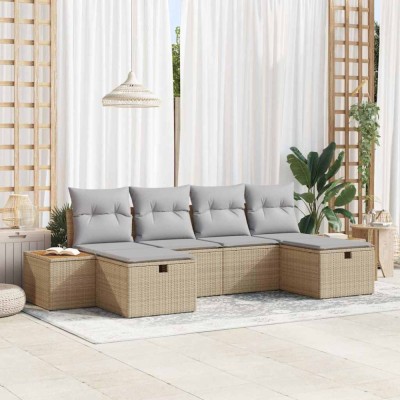 vidaXL Set de canapele pentru grădină 6 pcs Bej 55 x 62 x 69 cm 3360984 foto