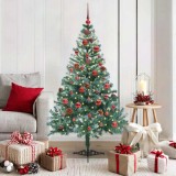VidaXL Brad de Crăciun artificial cu 150 LED Verde 150 cm PVC și Oțel 3396701