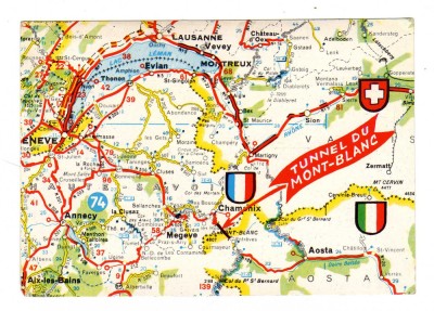 TUNEL MONT BLANC HARTA FRANTA ITALIA foto
