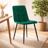 Scaun bucatarie living Artool Kara catifea verde picioare metal negru design modern tapitat confortabil