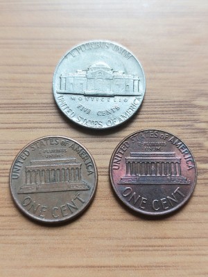 Lot 3 monede USA anul 1974 foto