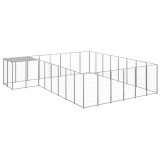 VidaXL Padoc pentru c&acirc;ini, argintiu, 15,73 m&sup2;, oțel
