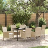 Set de dining pentru grădină cu 7 piese, perne, din rattan sintetic bej