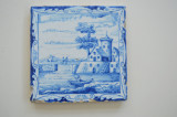 &quot;Scena marina&quot; placa ceramica de Delft sec 18