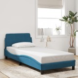 Gossi cadru de pat cu tablie, albastru, 80x200 cm, catifea
