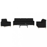 vidaXL Set de canapele, 3 piese, negru, textil
