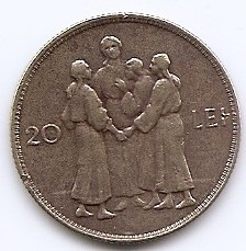 Romania 20 lei 1930 - (Hora) Londra, Alama, 27 mm, KM-50 foto