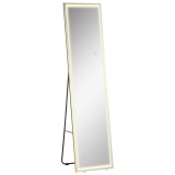 HOMCOM Oglindă Reglabilă cu Suport și Lumină LED, Oglindă de Perete cu Telecomandă, 40x37x156,5 cm, Argintiu | Aosom Romania