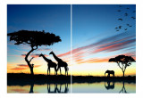 Cumpara ieftin Tablou multicanvas 2 piese Girafa 1, 100 x 70 cm