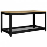Masuta de cafea, maro deschis &amp; negru, 90x45x45 cm, MDF si fier