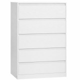 Comoda alba VASAGLE cu 5 sertare, design minimalist, 60x40x97 cm