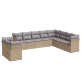 Cumpara ieftin Set canapele de gradina cu perne, 10 piese, bej, poliratan