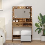 vidaXL Masă de toaletă cu lumini LED, lemn rustic, 79x41x135 cm