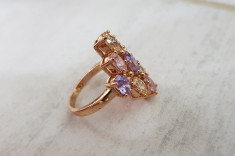 Superb inel 9K GOLD FILLED cu zircon CZ. Marimea: 6 foto