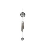 Clopot de vant ARGINTIU cu POMUL VIETII si 6 tuburi metal, cod FN111,