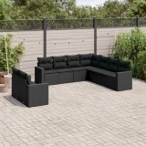 Cumpara ieftin Gossi set mobilier de gradina cu perne, 9 piese, negru, poliratan