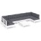 Set mobilier de gradina cu perne, 8 piese, alb, lemn masiv pin