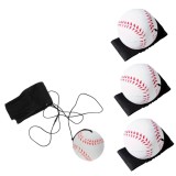 Cumpara ieftin Set 4 mingi saltarete hiperelastice model baseball cu bratara pentru incheietura, Space Moon Ball antistres, diametru 60 mm, alb cu rosu