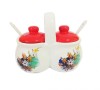 Set 2 Recipiente Ceramica Condimente Rosii, 200ml, 15cm, 12cm - Elegant pentru Masa
