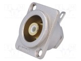 Conector RCA soclu mamă lipire aurit AMPHENOL pentru montare pe panou