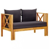 vidaXL Bancă grădină cu 2 locuri &amp; perne, 122 cm, lemn masiv acacia 310308