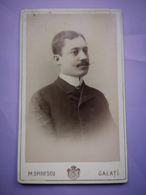 Fotografie veche Cabinet M. Spirescu, Galati, Portret barbat, 1890 foto