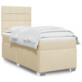 Cumpara ieftin Pat box spring cu saltea, crem, 100x200 cm, textil
