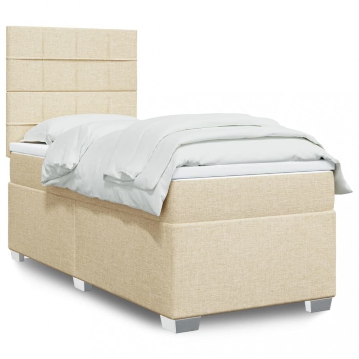 Gossi pat box spring cu saltea, crem, 90x200 cm, textil