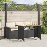 Set mobilier de gradina cu perne, 2 piese, negru, poliratan GartenMobel Dekor, vidaXL