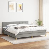 Cumpara ieftin Pat box spring cu saltea, gri deschis, 200x200 cm, textil